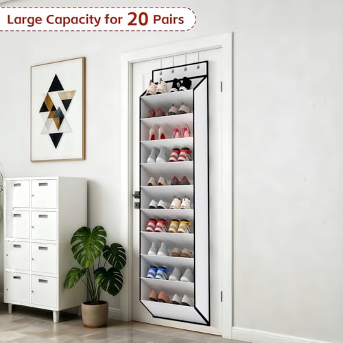 10 Tiers White Over Door Shoe Organizer Storage