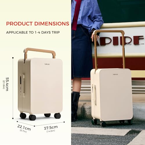 Balance 20" Wide Handle Suitcase Hardside Zipperless Luggage Brown