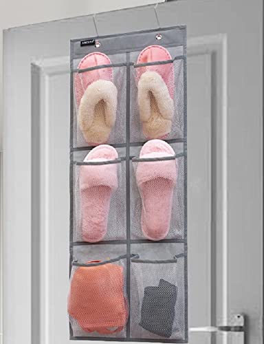 2 Pack Minimalist Black Over The Door Hanging Closet Shoe Holder Organizer with 6 Pockets (2 Count)