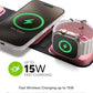 3-in-1 Travel Charger with MagSafe - Portable Wireless Charging Hub, Compatible w/iPhone 17/16/15/14/13/12 Series, Apple Watch Series 11 to 1 & Ultra, AirPods Pro/3rd Gen, Cherry Blossom Pink