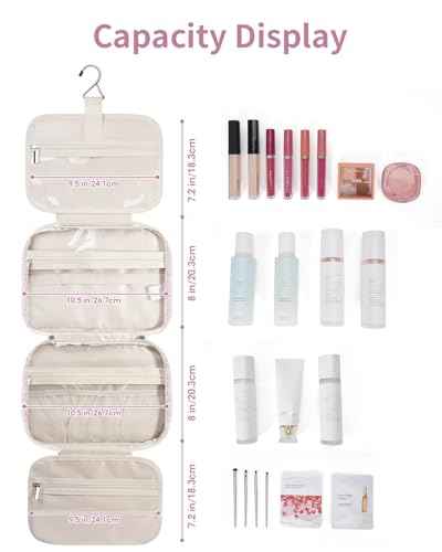 Hanging Toiletry Bag for Women Travel Makeup Bag Organizer Toiletries Bag for Travel Size Essentials Accessories Cosmetics