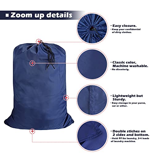 Washable Travel Laundry Bag with Drawstring (3 Count)