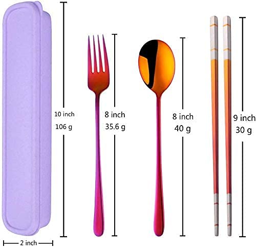 3 PCS Outdoor Flatware Set Fork Spoon Chopsticks
