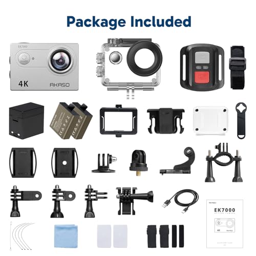 EK7000 4K30FPS 20MP WiFi Action Camera with EIS Ultra HD 131FT Waterproof Underwater Camera Remote Control 4X Zoom Support External Microphone