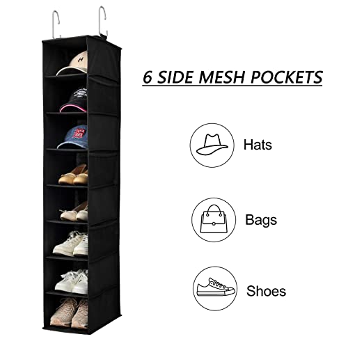 Hanging Shoe Organizer for Closet with Side Mesh Pockets