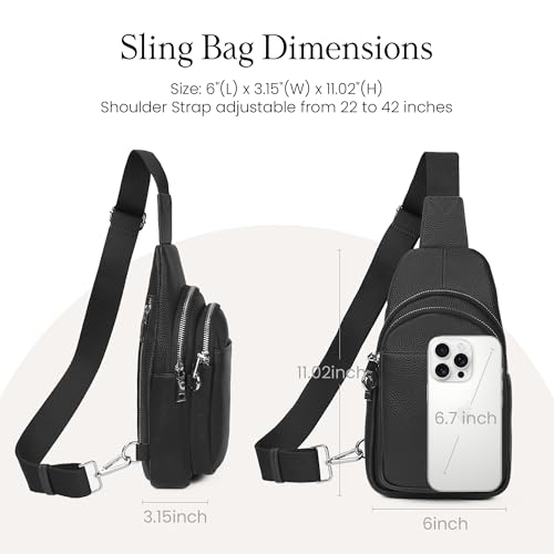Black Genuine Leather Small Crossbody Bags for Women Anti