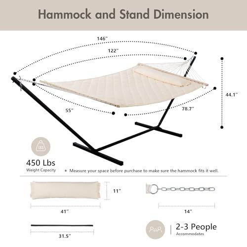 Outdoor Hammock Heavy Duty Hammock with 12 Feet Steel Stand