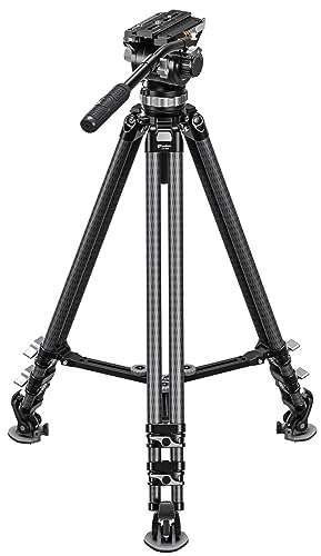 LVC-253C+BV-20 Video Tripod, Twin Leg, Integrated Bowl, Leveling Base with Handle, 3 Leg Sections, Fluid Head Set, Lever Release Clamp