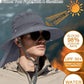 Outdoor Sun Hats with Stowable Neck Flap for Men Women UPF 50+ Mesh Summer Bucket Hat Wide Brim for Fishing Safari Hiking Dark Grey