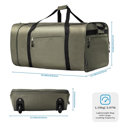 100L Foldable Rolling Duffel Bag with 2 Wheels