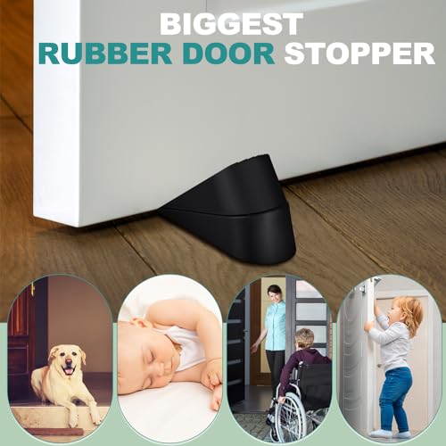 16 Pack Large Door Stoppers Heavy Duty Rubber Stopper for Bottom of Door Wedge Stopper for Home Office (16 Count)
