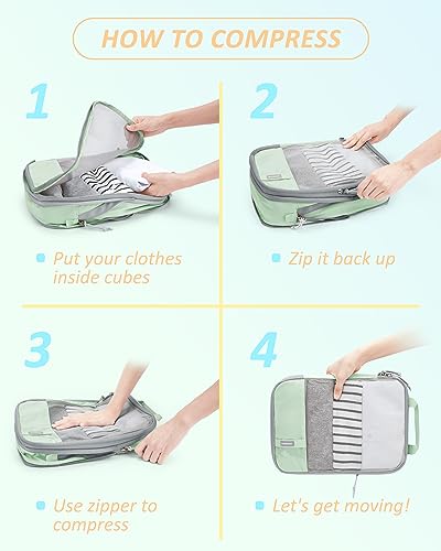 6 Set Compression Packing Cubes for Travel (6 Count)