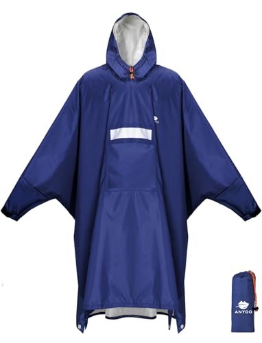 Hooded Rain Poncho for Adult Waterproof Lightweight Raincoat