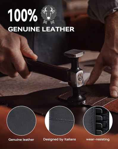 Wallet for Men RFID Blocking Genuine Leather Mens Wallets Bifold with 2 ID Window 13 Card Slots black