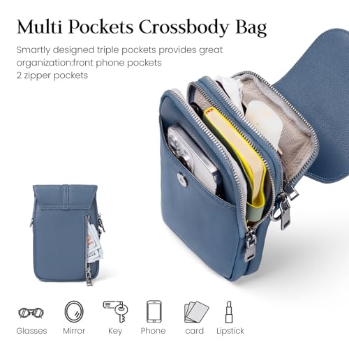 Genuine Leather Small Crossbody Bags for Women Cell Phone Purse