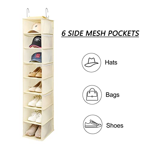 Hanging Shoe Organizer for Closet with Side Mesh Pockets