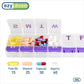 Weekly (7-Day) Pill Case, Medicine Planner, Vitamin Organizer Box, 2X-Large Push-Button Compartments, Color May Vary, BPA Free