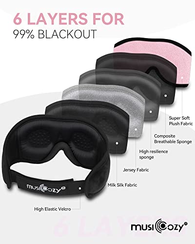 3D Sleep Headphones Bluetooth 5.4 Sleep Mask with HD Speakers