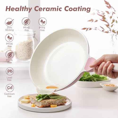 9.5In Nonstick Ceramic Frying Pan with Lid