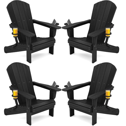 Outdoor Adirondack Chair Set of 4 with Cup Holders (4 Count)