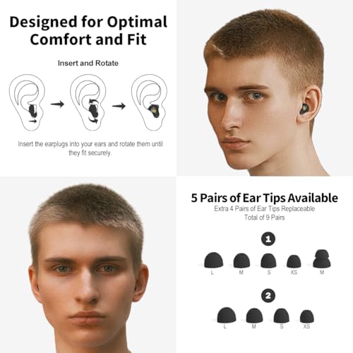 Ear Plugs for Sleeping Earplugs for Concerts Noise Cancelling Reusable Soft Silicone Noise Reduction Earbuds for Travel