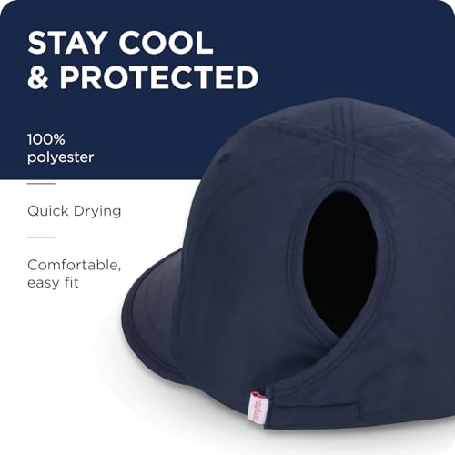 Womens Sunblocker UPF 50 Wide Brim Ponytail Sun Hat