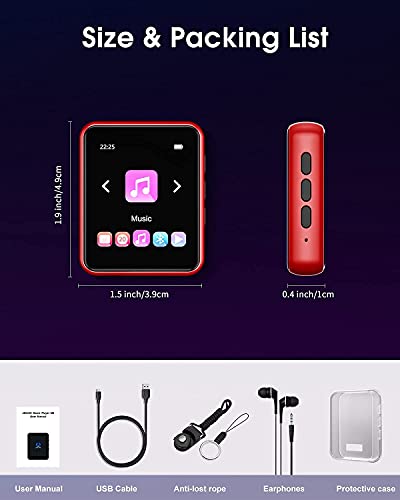 MP3 Player Bluetooth 5.3 Full Touch Screen Color Screen mini MP3 Player