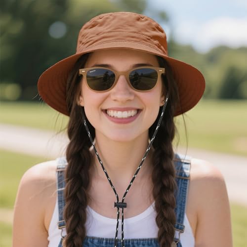 Waterproof Bucket Hats for Woman UPF 50+ Sun Hat Brick Red