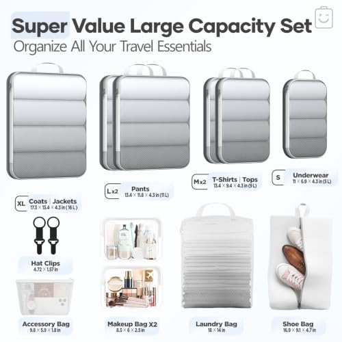 11 Set Compression Packing Cubes for Travel Essentials (11 Count)