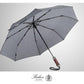 Folding Umbrella Lux Hardwood Handle Auto Open Close Herringbone