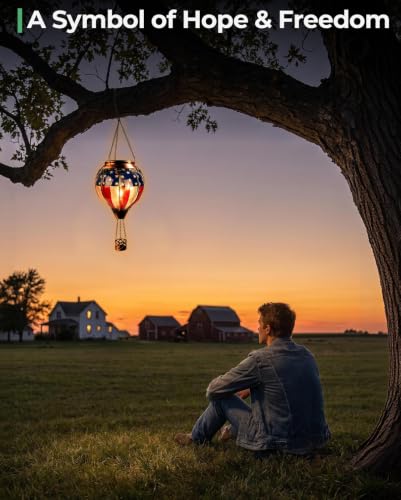 Hot Air Balloon Solar Lantern with Flickering Flame Light