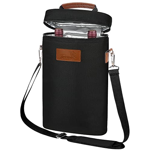 2 Bottle Insulated Wine Tote Carrier Bag