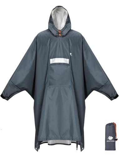 Hooded Rain Poncho for Adult Waterproof Lightweight Raincoat