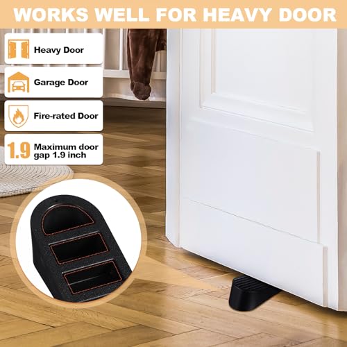 4 Pack Large Door Stoppers Heavy Duty Rubber Stopper for Bottom of Door Wedge Stopper for Home Office (4 Count)