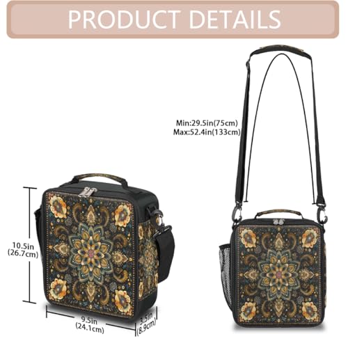 Vintage Flower Kids Lunch Box for Girls Boys Reusable Insulated Lunch Bag for Kids Toddler Thermal Cooler Spacious Lunchbox with Shoulder Strap Lunchbag for School Work Picnic (print 6)