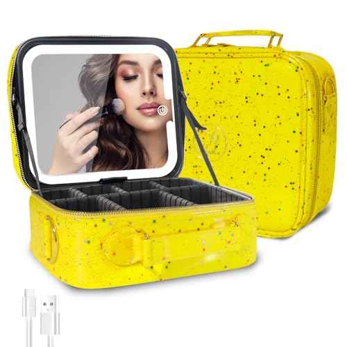 Travel Makeup Bag Cosmetic Bag with Lighted Mirror