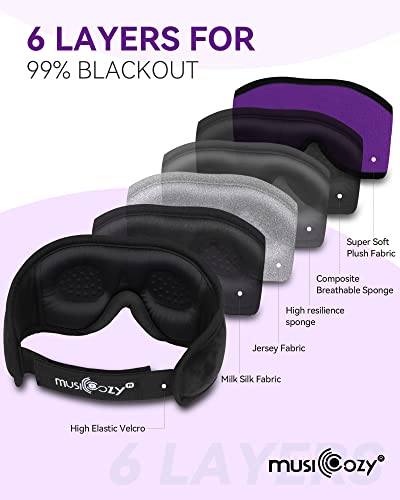 3D Sleep Headphones Bluetooth 5.4 Sleep Mask with HD Speakers