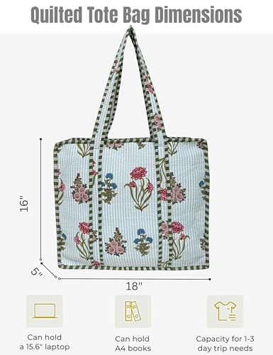 100% Cotton Quilted Tote Bag For Women