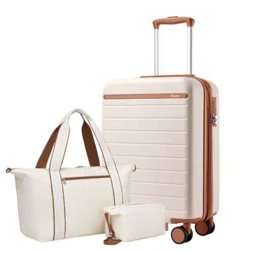 3 Piece Luggage Set carry on 20in Lightweight Travel Suitcase White