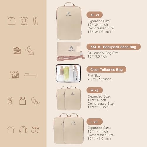 Compression Packing Cubes for Suitcases (7 Count)