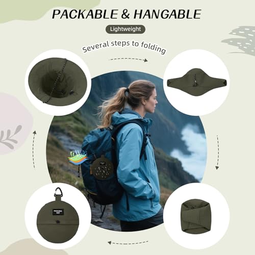 Waterproof Bucket Hats for Woman UPF 50+ Sun Hat Olive