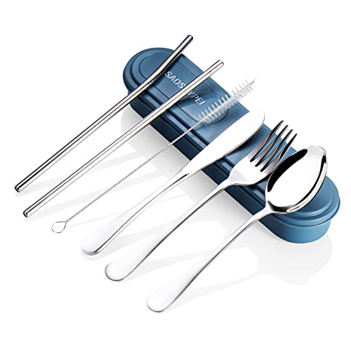 7 Piece Travel Utensils Set with Case and Straws (8 Count)