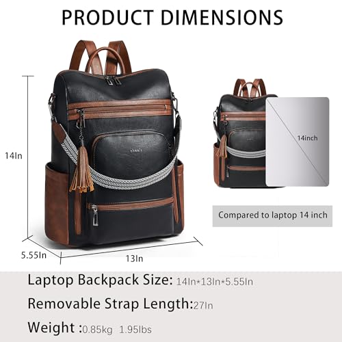 Vegan Leather Laptop Backpack for Women 15.6 inch Work Backpack Fashion Travel Backpack Purse for Business College