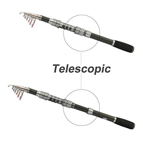 Telescopic Fishing Rod Carbon Fiber Travel Portable Spinning Fishing Pole for Boat Saltwater and Freshwater Fishing