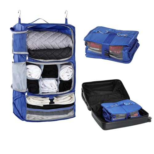 Travel Portable Hanging Shelves Closet Organizer Packing Luggage Organizer and Storage with Multifunctional and Foldable Invisible Compartment