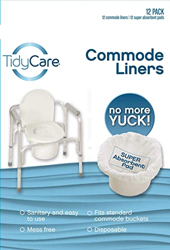 Disposable Bedside Commode Liners and Pads for Portable Toilet Chair Seat Bucket and Bedpan (24 Count)