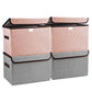 Linen Fabric Foldable Storage Cube Bin Organizer Basket with Flip (4 Count)