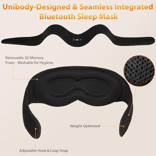 Bluetooth Sleep Mask HF016 Sleep Headphones with Detachable & Washable 3D Contoured Eye Mask