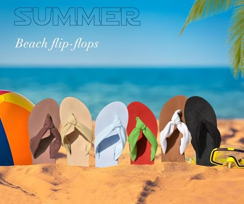 Flip Flops for Women Arch Support Summer Beach Sandals Beige Size 6