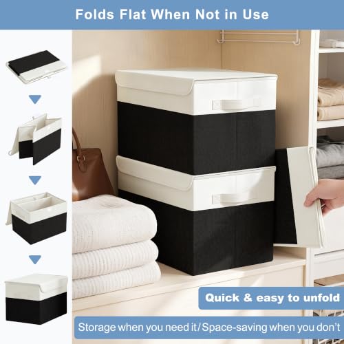 Large 22 Quart Linen Fabric Foldable Storage Bin Cube Organizer Basket with Flip (4 Count)